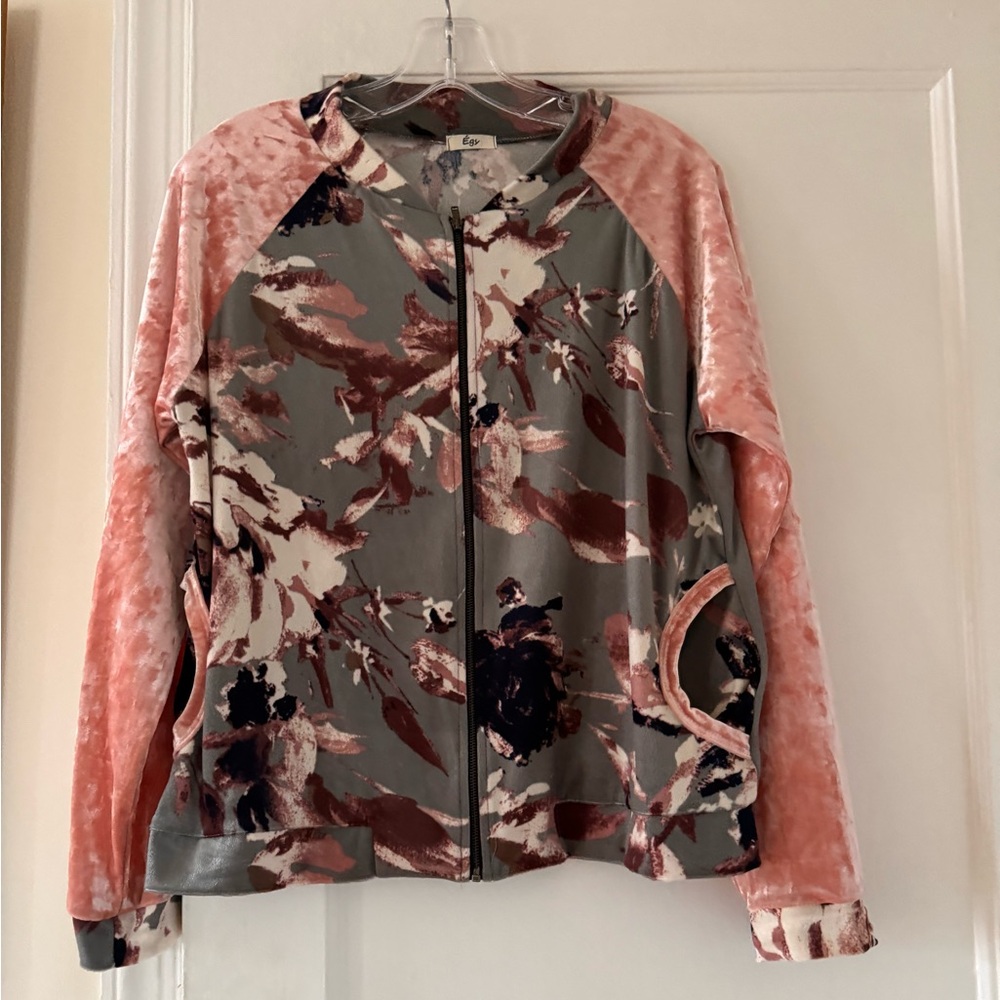 Egy Velvet Zip Up Sweater